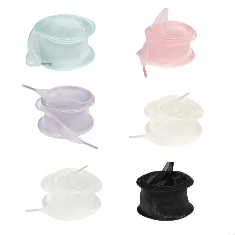 

Delicate Tulle Shoelaces Wide Flat Organza Sheer Shoe Strings For Flat Shoes 547A