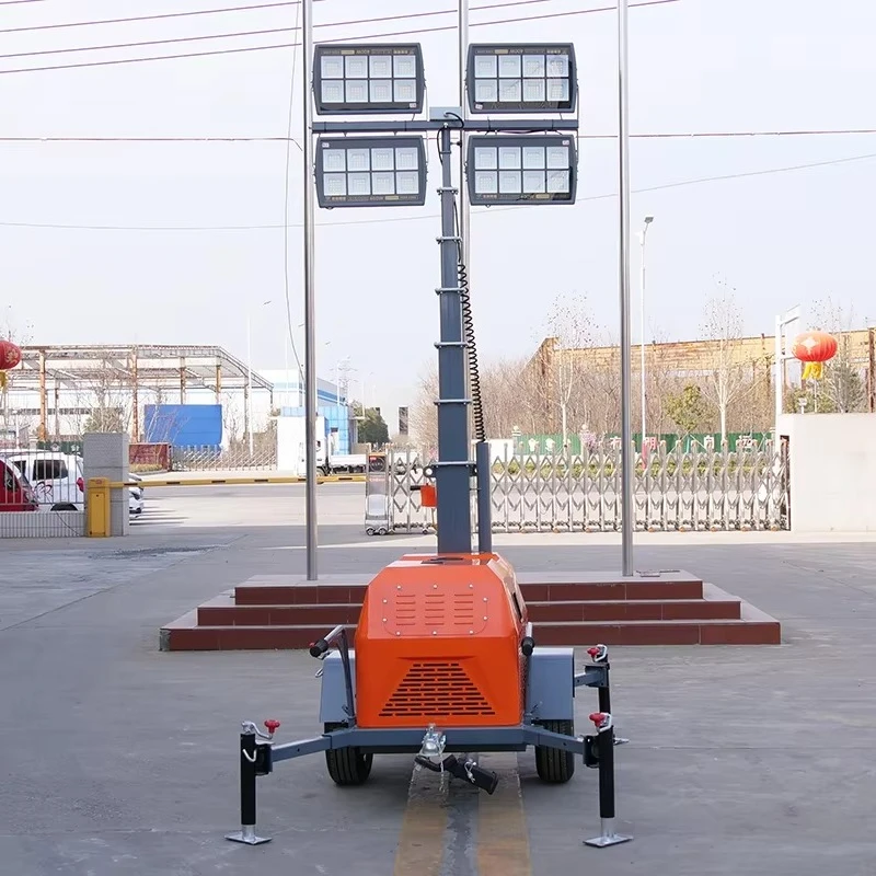Metro Railway Expansion Mobile Lighting Tower With Compact Towable Trailer For Nighttime Suburban Track Projects