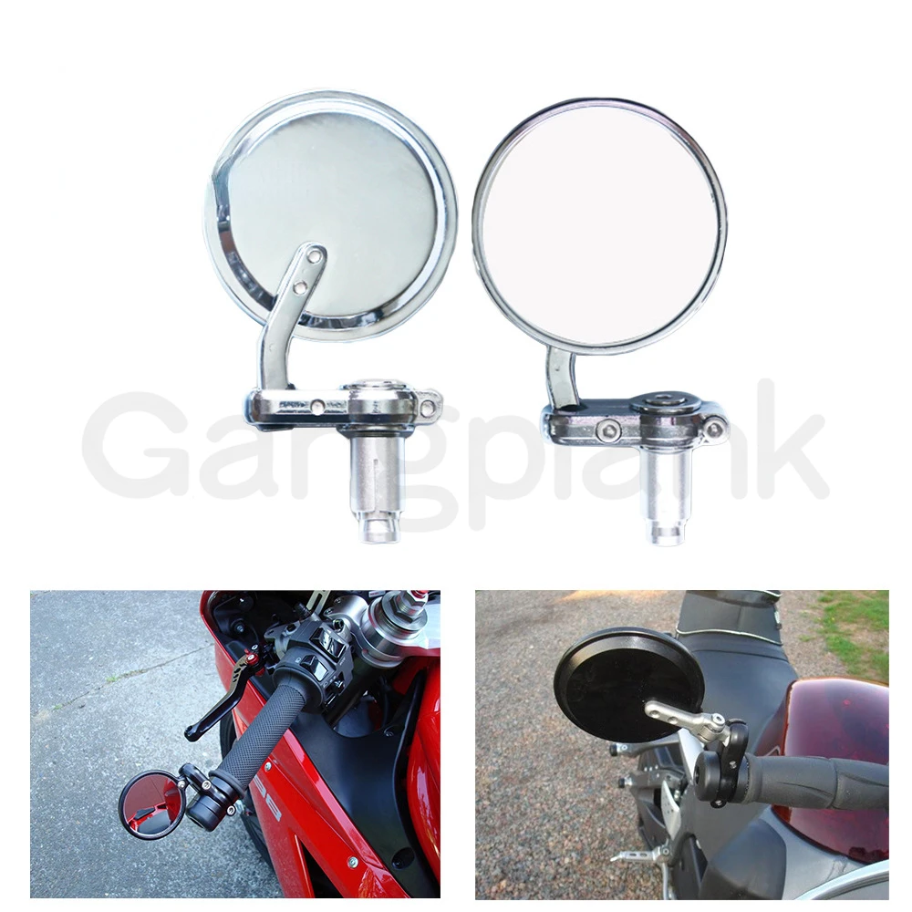 Motorcycle Reflector Motorbike Plating Round Universal Mirror Modified 13-14mm 17-19mm  22mm Handlebar Rearview Mirrors