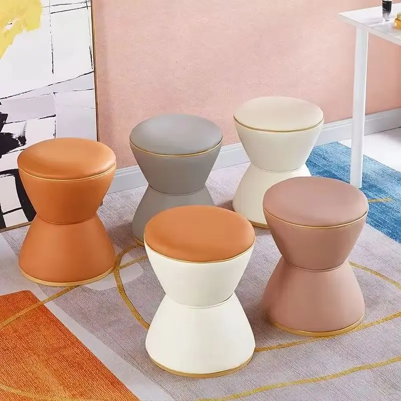 

Light luxury makeup stool home shoes changing stool dressing stools adult sofa side round stools Ottomans Living Room Furniture