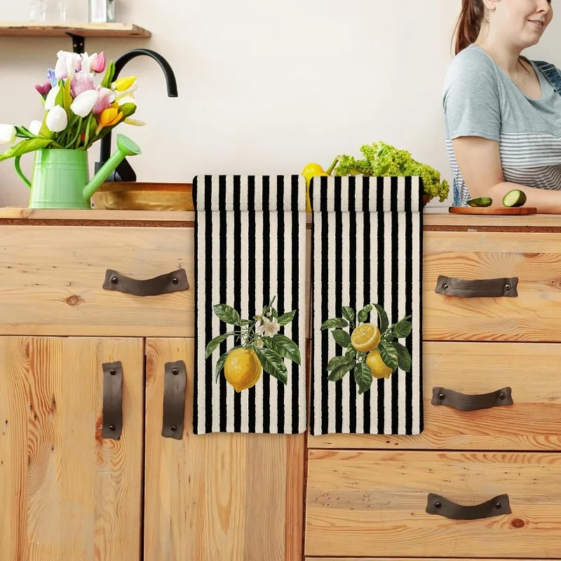 2 packs of lemon striped kitchen towels
