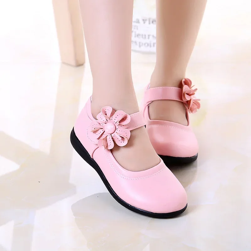New Style Children Flower Single Shoes Girls Casual Versatile Leather Shoes Student Performance Dress Shoes Kids Princess Party