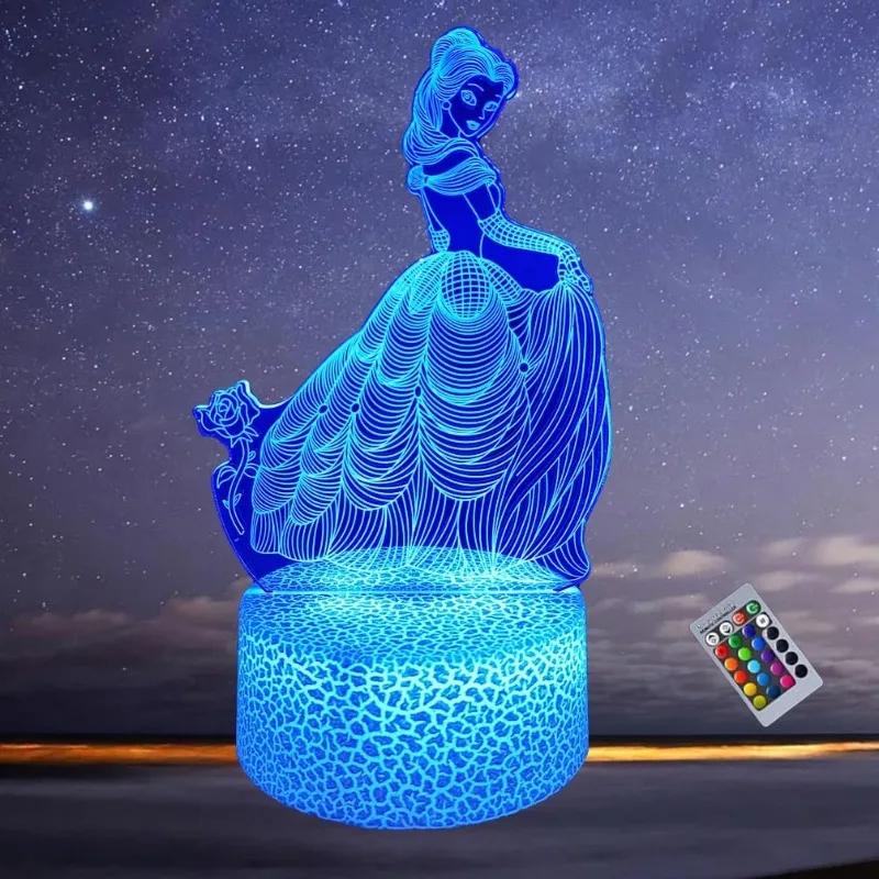 Disney Frozen 3D LED Night Lights Table Lamps Anime Figures Elsa Anna Princess Desk Lamp Kids Toys Home Bedroom Decorative Lamps