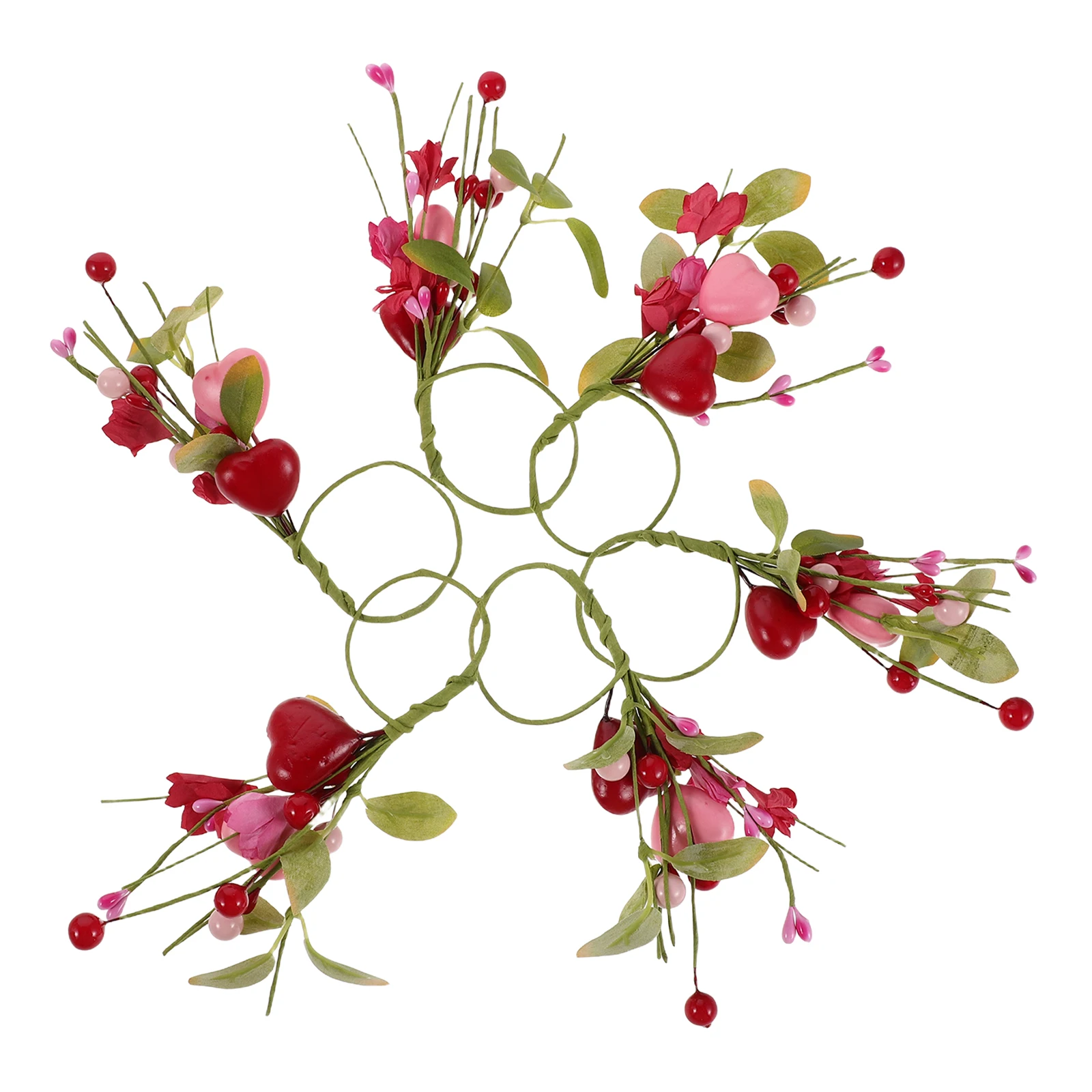 

6Pcs Valentine's Day Heart Napkin Holders Artificial Flower Napkin Rings Romantic Wedding Anniversary Table Decoration Set