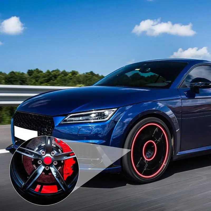 6 Sheets Reflective Car Wheel Stickers Racing Hub Decals Waterproof Rim Tape Easy Apply Vehicle Accessories for Night Use