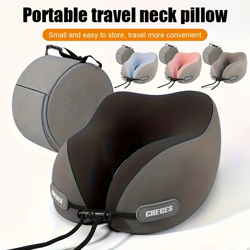 Ergonomic U-Shaped Neck Pillow - Storage Pocket, Rebound Support, Car Plane Office Use, Universal, Durable&Stylish, Perfect Gift