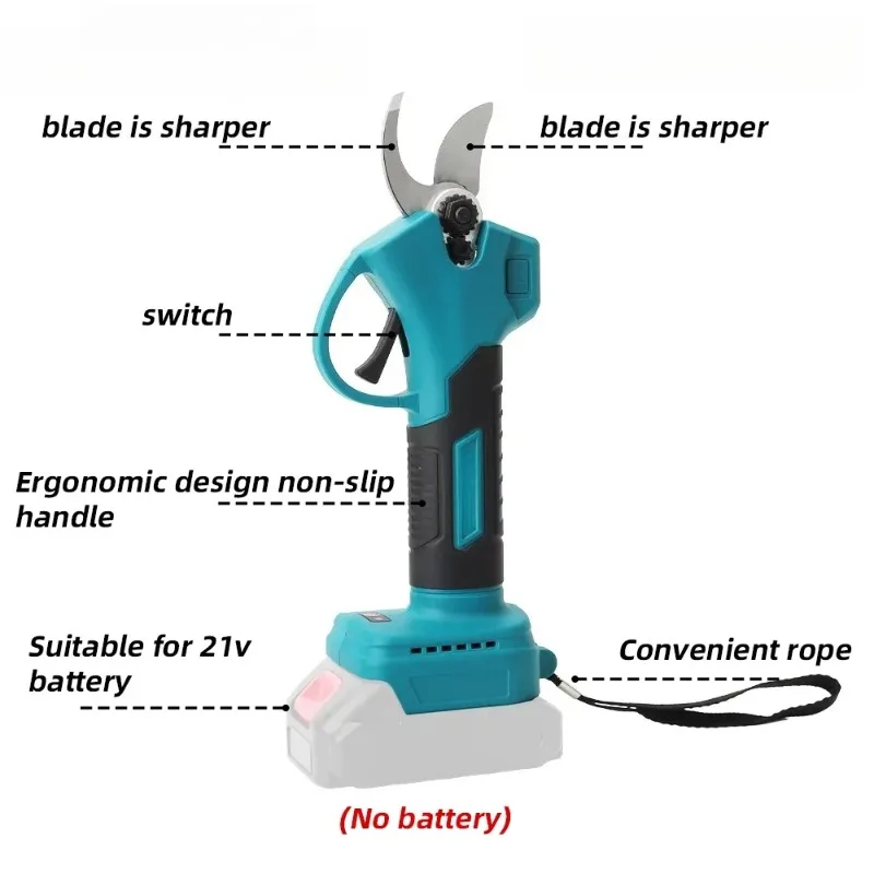 500W Brushless Electric Pruning Shears Cordless Garden Tree Pruner Shear Fruit Branch Cutter Fit For 18V Battery Power Tools