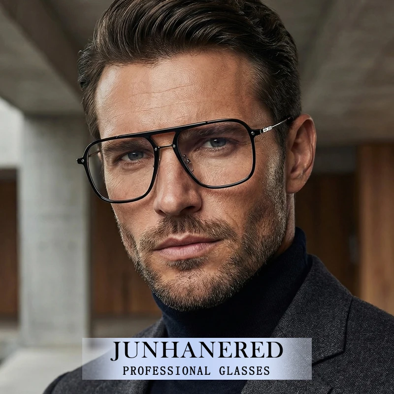 New Double Beam Oversized Frame Photochromic Anti Blue Light Hyperopia Myopia Multifocal Single Focal Point Prescription Glasses
