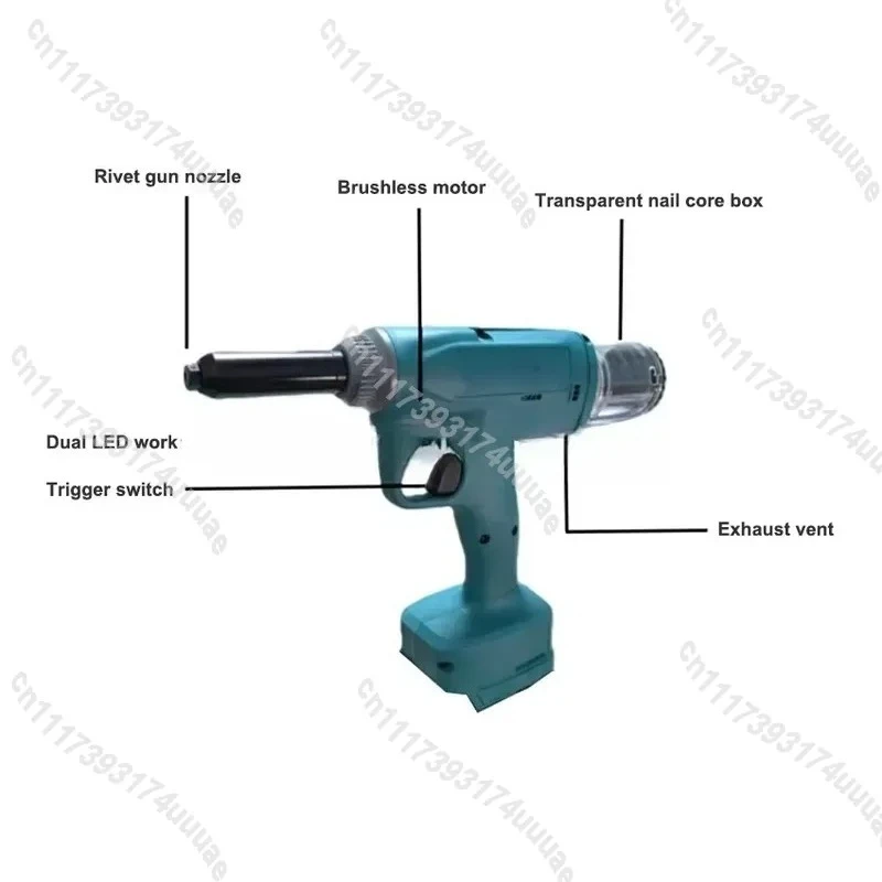 Cordless Electric Rivet Gun 18V 20KN Pull Force Industrial Grade Power Tool for 2.4-6.4mm Rivets High Capacity Battery view 6