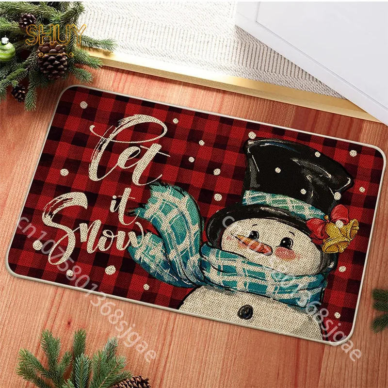 Christmas style Kitchen Carpet Luxury Bathroom Rug Doormat Anti-slip Bath Living Room Hallway Floor Mats Base Bedsides Foot Mat