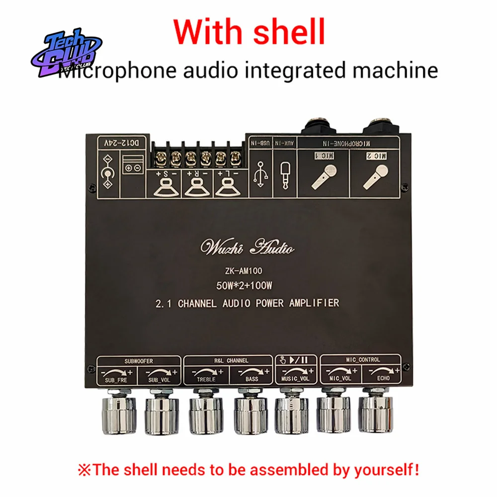ZK-AM100 2X50W + 100W Subwoofer Power Amplifier Board High Power MIC TPA3116D2 2.1 Bluetooth-compatible Audio Amplifier Module