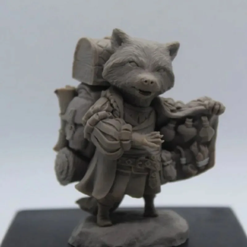 70mm Height Resin Figure Assembled Model Kit Fantasy Miniature Animal Weapon Dealer Unassembled and Unpainted Free Shipping