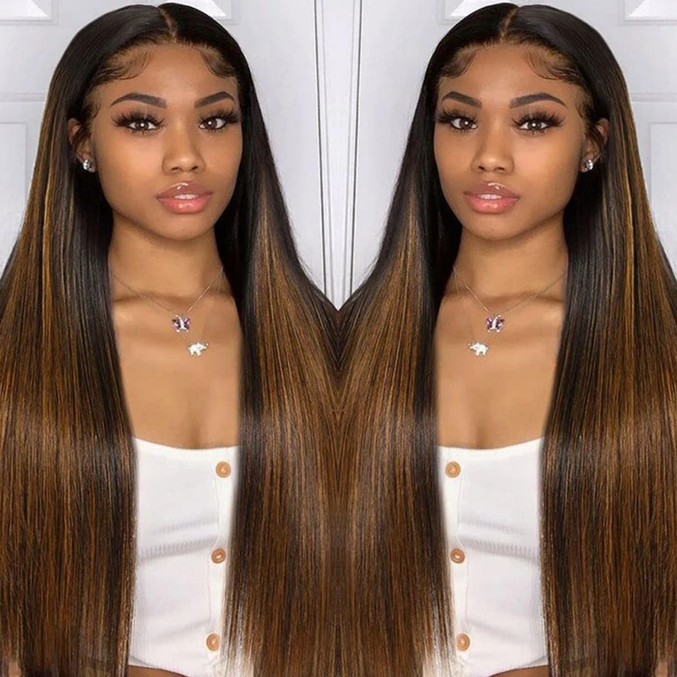 Highlight Bone Straight 2/30 13x4 HD Transparent human hair wigs For Women Swiss Lace Vietnamese Lace front wigs Virgin hair