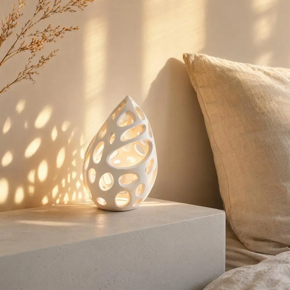 Candlestick Compact Candlestick 3d Printed Hollow Droplet Candle Holder Minimalist Tealight Lantern with Cutout for Bedroom