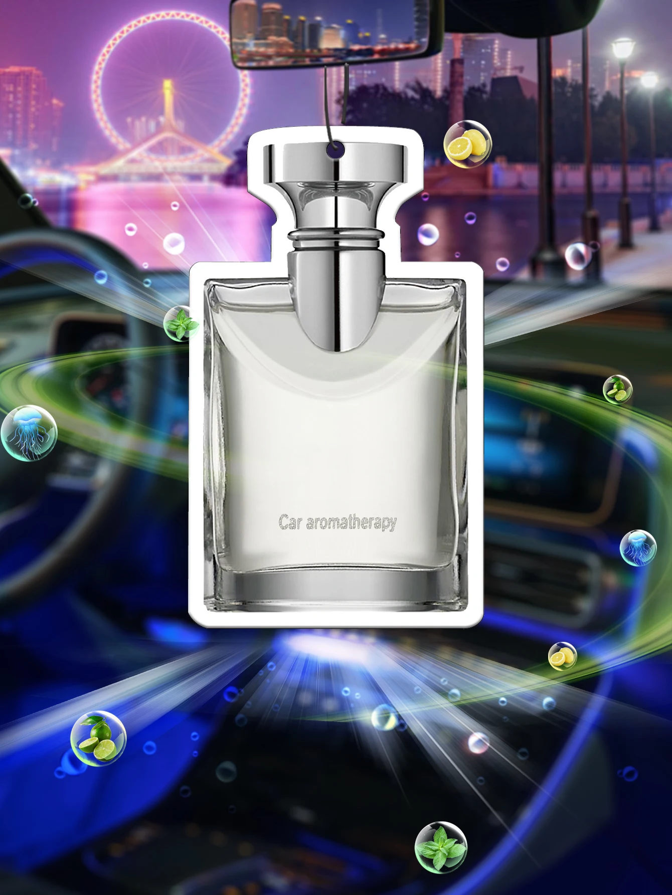 Perfume Bottle Hilton (Hotel Scent) Car Air Freshener, Party Gift Car Rearview Mirror Hanger, Car Fragrance Tablets, Car Interior Decoration, Car Deodorizer, Natural Materials, Long-Lasting Fragrance for 90 Days/Piece, Gift for Friends, Car Vent, Marine Scent Car Fragrance Diffuser, Cartoon Design, Car Interior Atmosphere for Girls, Specially Customized Fragrance, Luxury-Grade Fragrance