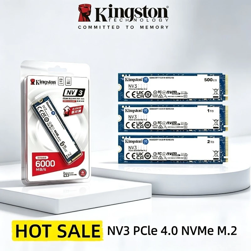 SSD Kingston NV3 500GB 1TB 2TB NVMe PCIe Gen 4.0x4 Unidade de Estado Sólido M.2 2280 SSD Interno NVMe M2 para Desktop e Laptop