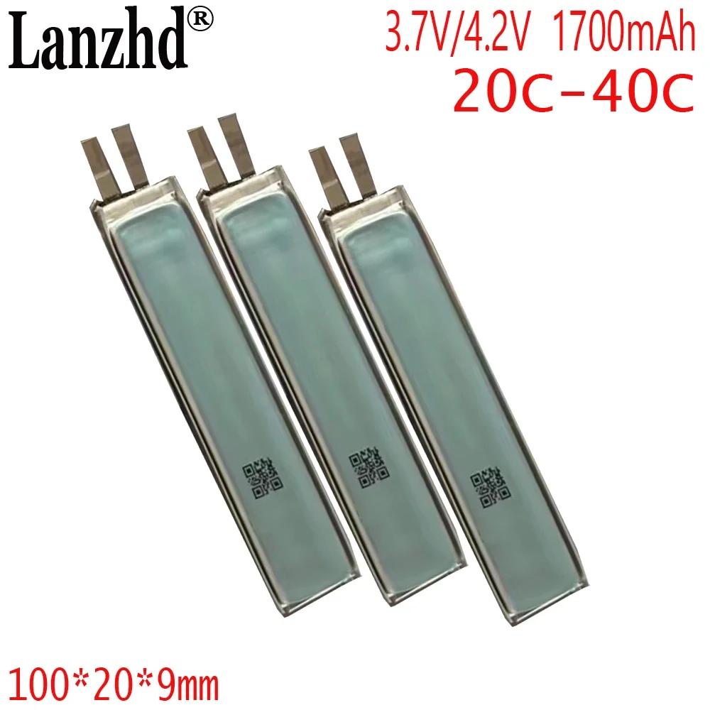 3.7V Li po High Rate 20C Lithium Polymer 1700mAh Cell For Electronic guns toys Diy Pack Power Tools 100*20*9mm 9020100