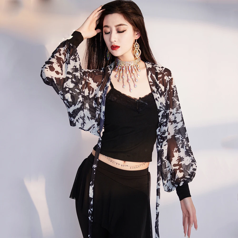 

New Belly Dance Costume Shawl Comfortable Breathable Mesh Practice Top Women's Oriental Dance Professional Training Clothing