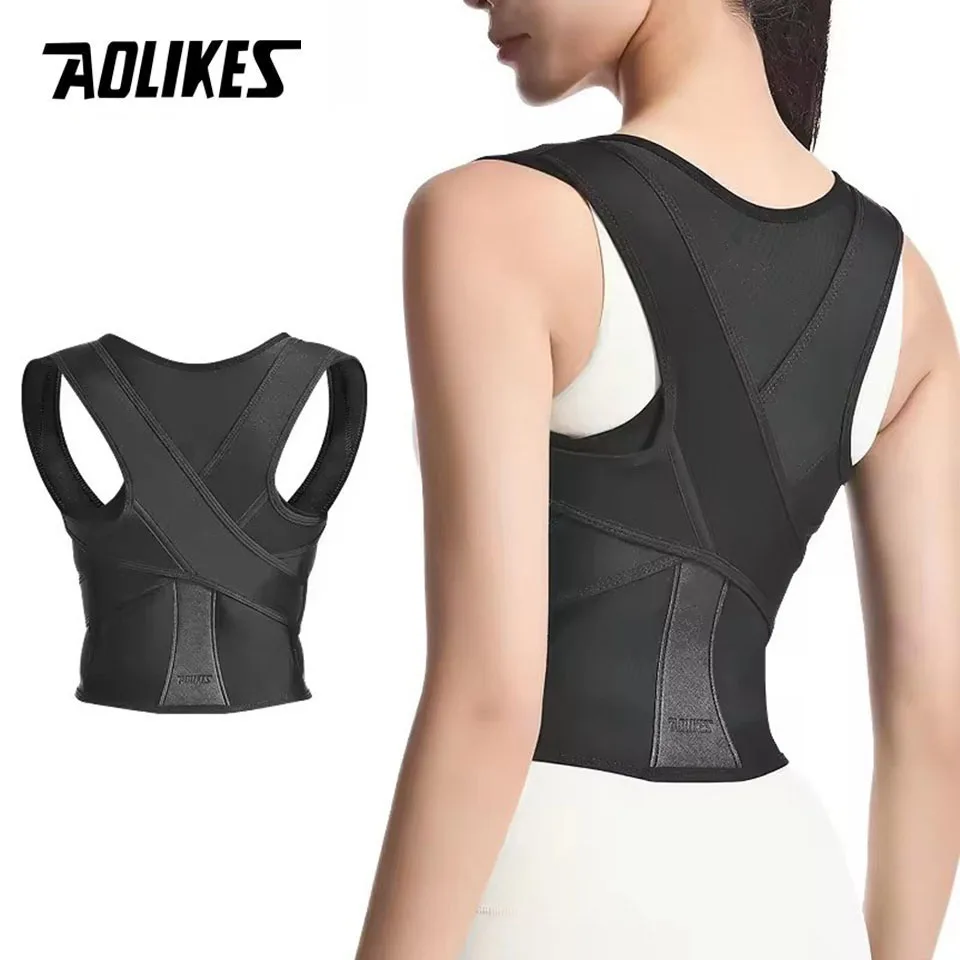 حزام مصحح وضعية الكتف الخلفي من AOLIKES، دعم العمود الفقري الترقوة، إعادة تشكيل جسمك، المنزل، المكتب، الرياضة، دعامة الرقبة العلوية من الخلف