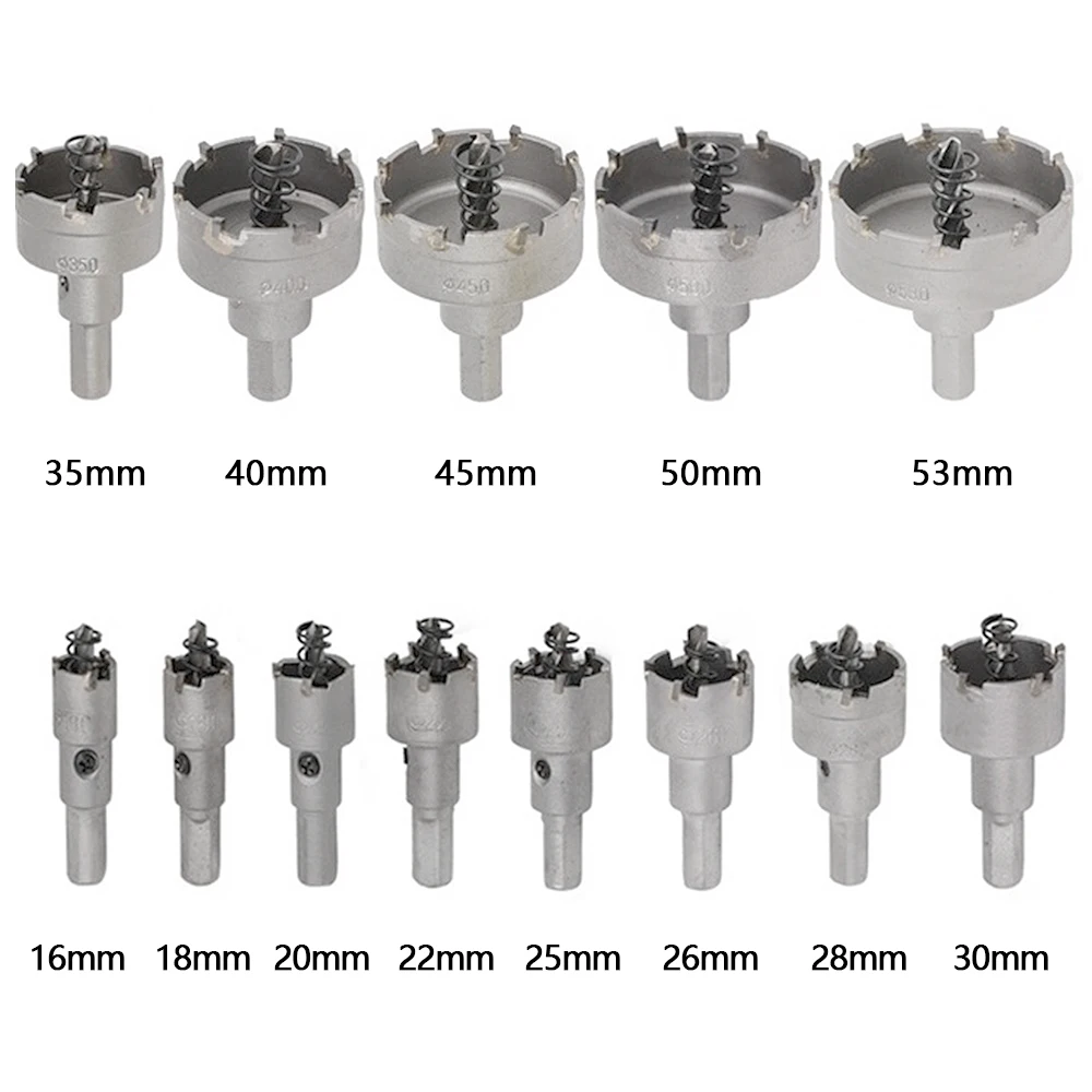 合金ホールソーセット,超硬チップ,金属カッター,ステンレス鋼ドリルビットキット,13pcs16-53mm