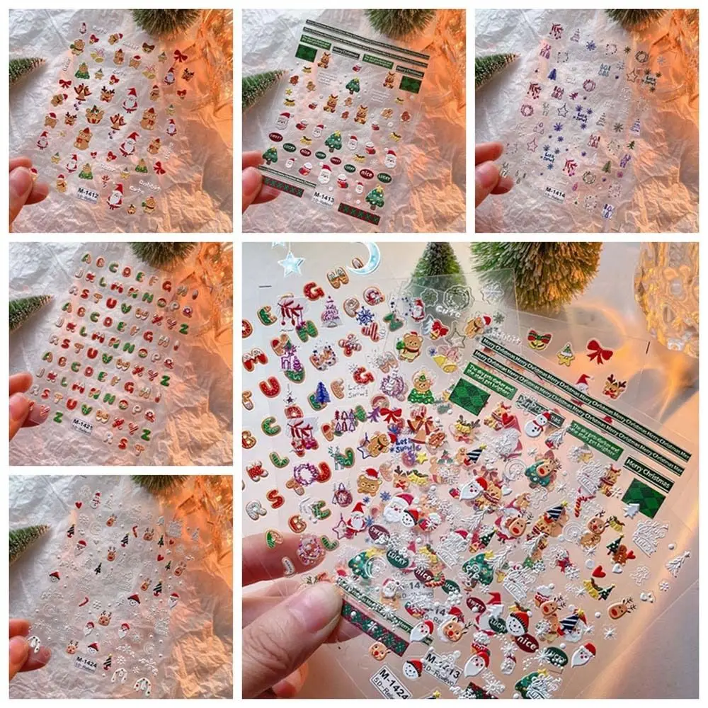 Nagelaccessoires Kerst nagelstickers Manicure ornamenten Reliëfstickers Kerst nagelstickers Kerst nagelbedels Sneeuwvlokken