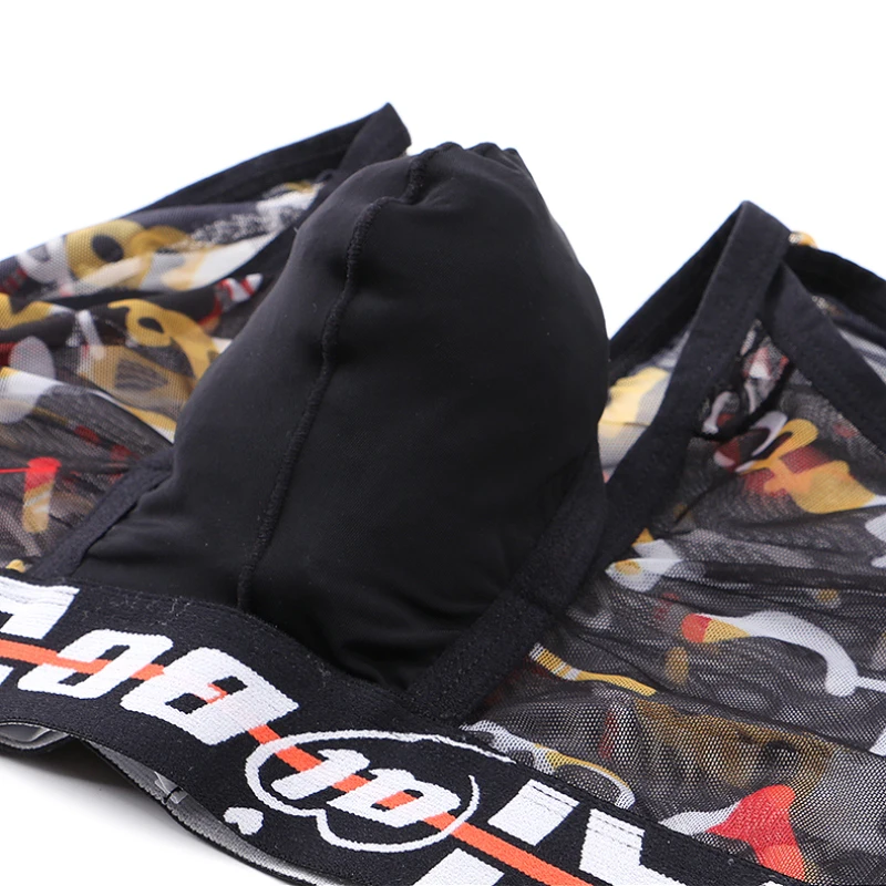 

Сексуальное мужское нижнее белье: боксеры из сетки с принтом, открытым шаговым швом, без задней части, для взрослых 18+