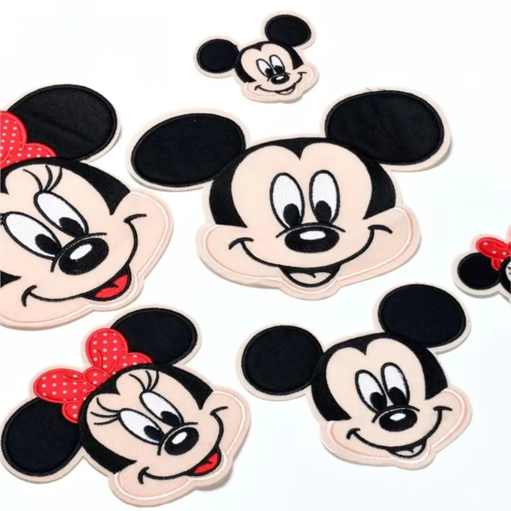 

Mickey Mouse Minnie Patch DIY Apparel Iron on Adhesive Embroidered Patches for Clothes Back Decor Disney Anime Coat Applique