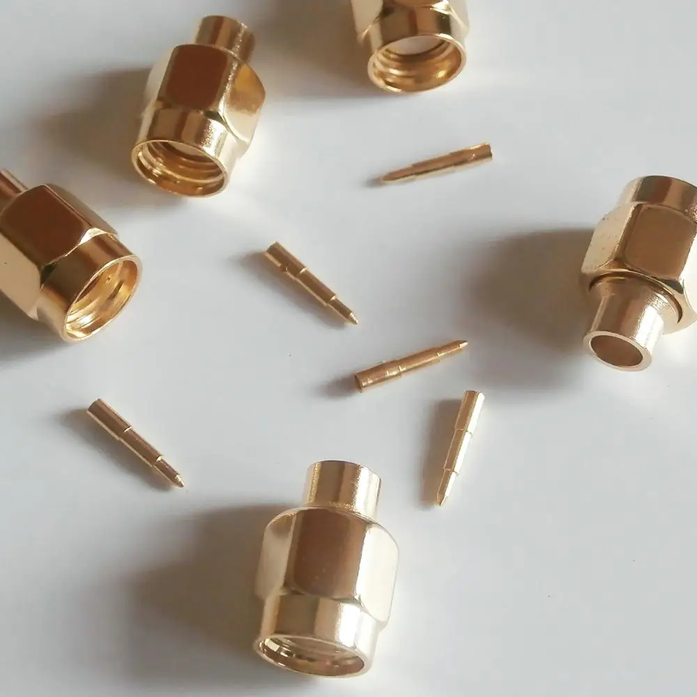 

10X Pcs High-quality RF Connector SMA Male jack Solder for semi-rigid RG402 0.141" cable Nonporous Brass GOLD Plated Straight