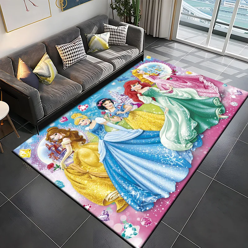 MINISO Disney Princesses Printing Carpet for Living Room Bedroom Girls Room Home Decor Pink Room Decor Area Rug Non-slip Mat