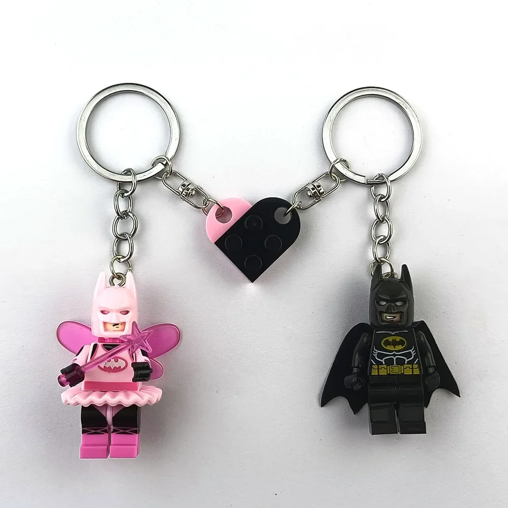 2pcs Beautiful 3D Fairy Star Pink Black Bat Keychain Matching Anime Keyring Charms for Lovers Backpack Christmas Gifts