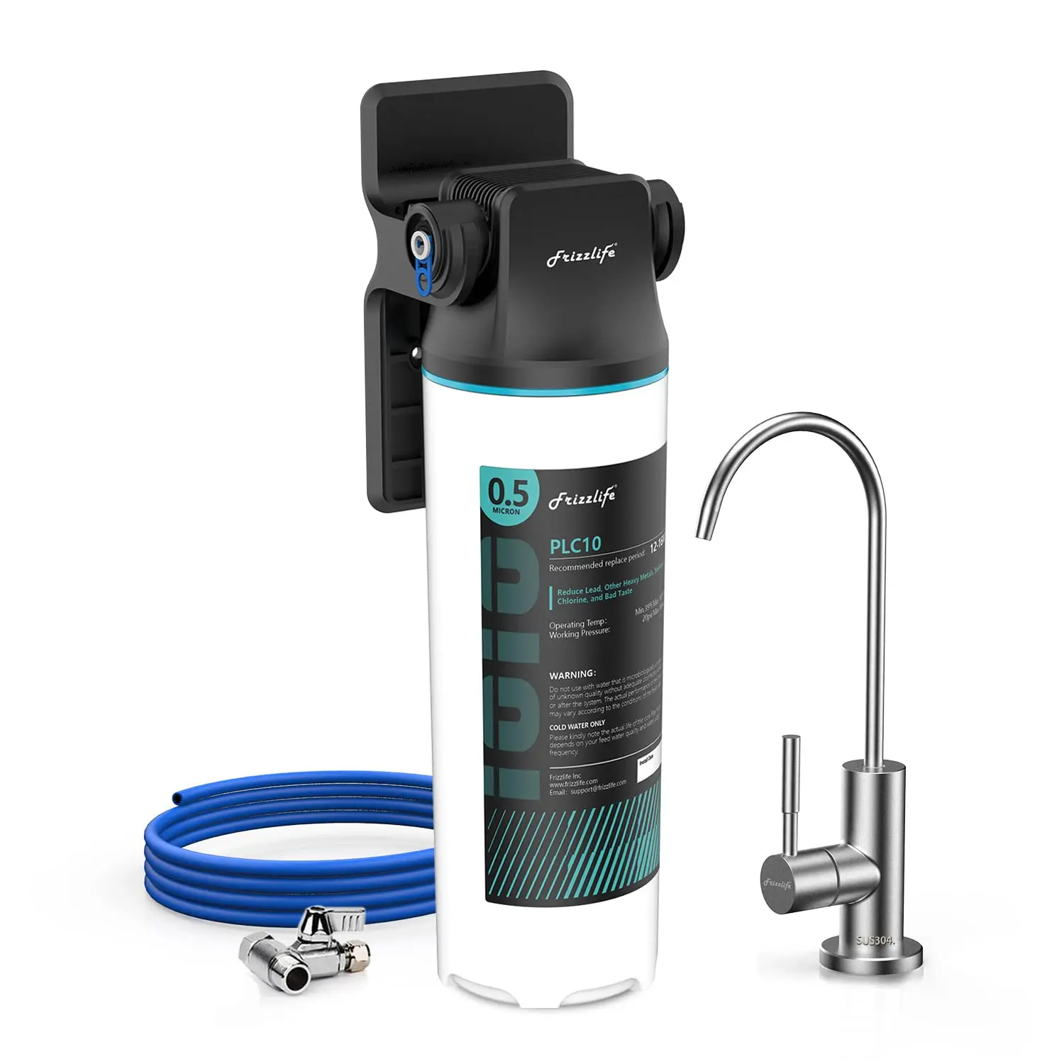 

SW10F Under Sink Water Filter, Brushed Nickel Faucet, NSF 53/42 Certified, Reduces Lead, Chlorine, Bad Taste & Odor, 0.5 Micron,