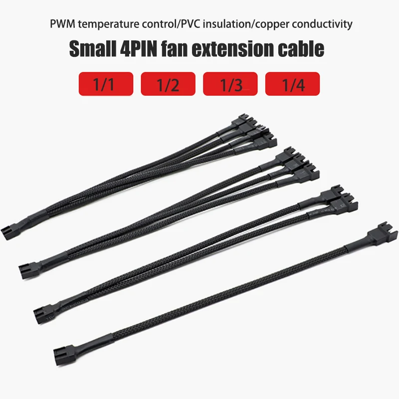 

Cltgxdd New 4 Pin Pwm Fan Cable 1 To 4/3/2/1 Ways Splitter Black Sleeved 27cm Extension Cable Connector Pwm Extension Cables