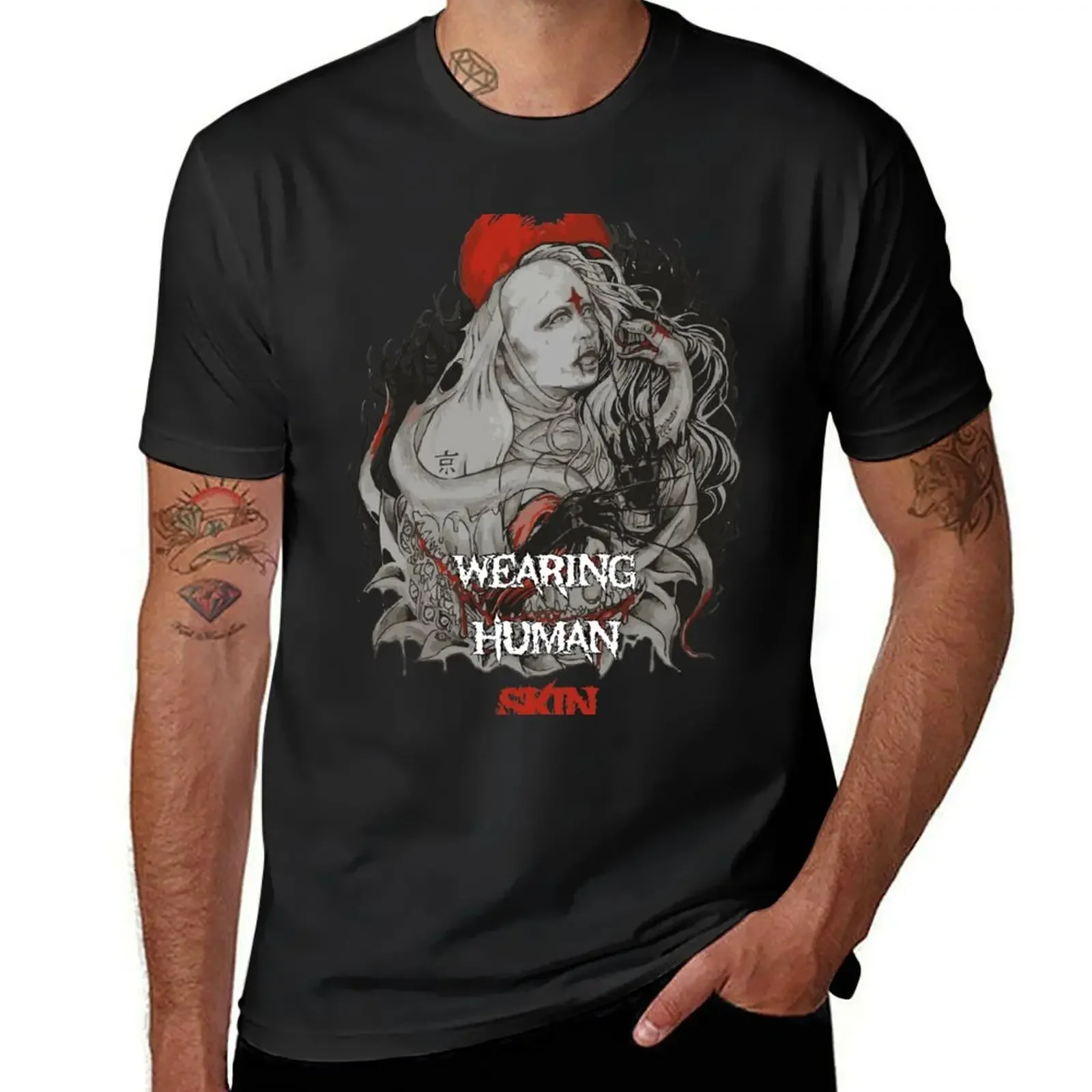 

Kyo - WEARING HUMAN SKIN T-Shirt custom shirt customizeds vintage black t shirts for men