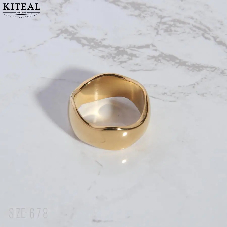 KITEAL High Quality Gold Plated size 6 7 8 Female Friend ring Irregular curved wide ring men ring accessories for jewelry