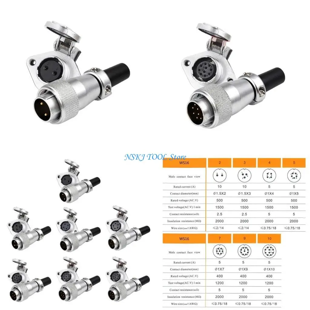 L8RC Professional Aviation Connector Waterproof Plug Male Square WS16TQ+ZG Male set