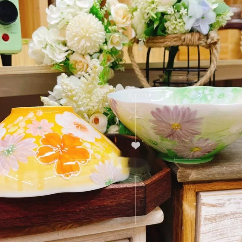 Hand-painted Ceramic Soup Bowl Large Capacity Instant Noodles Bowl Home Tableware Decorative Bowl High Appearance Level