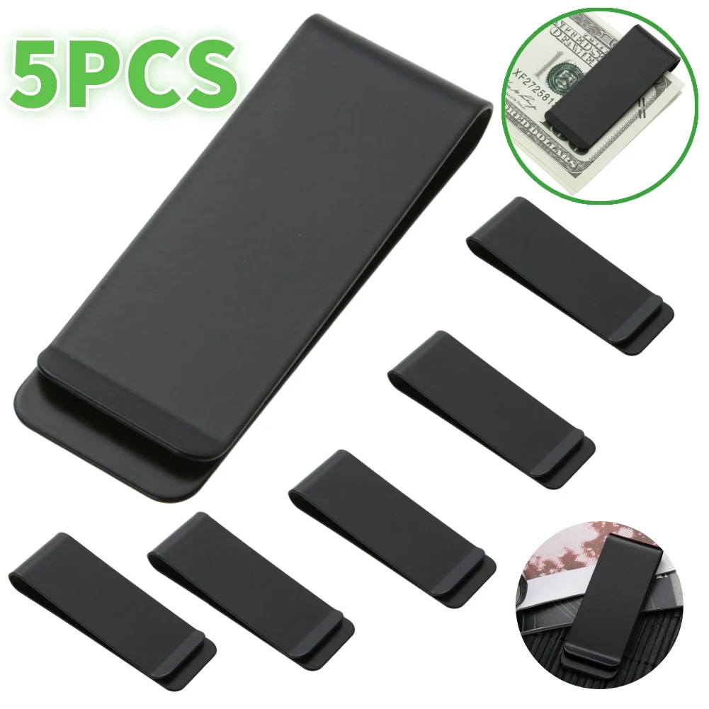 1-5PCS Stainless Steel Slim Pocket Men Design Money Clip Wallet Cash ID Credit Card Business Dollar Holder Metal Bill Clamp