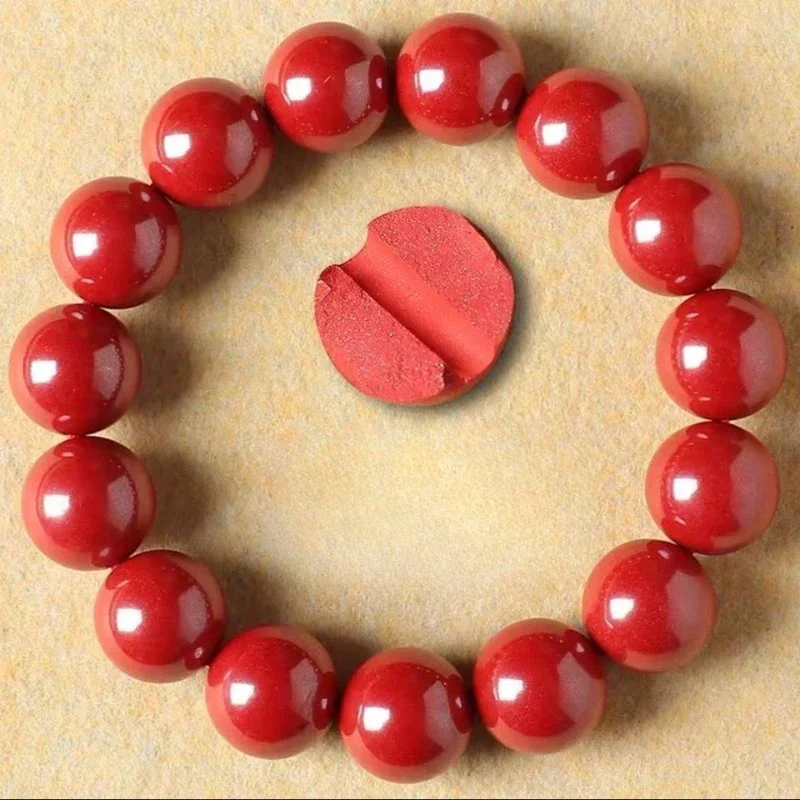 

Natural High Content Emperor Sand Bracelet Men's and Women's Cinnabar Bracelet Primitive Stone Cinnabar Jewelry Gift