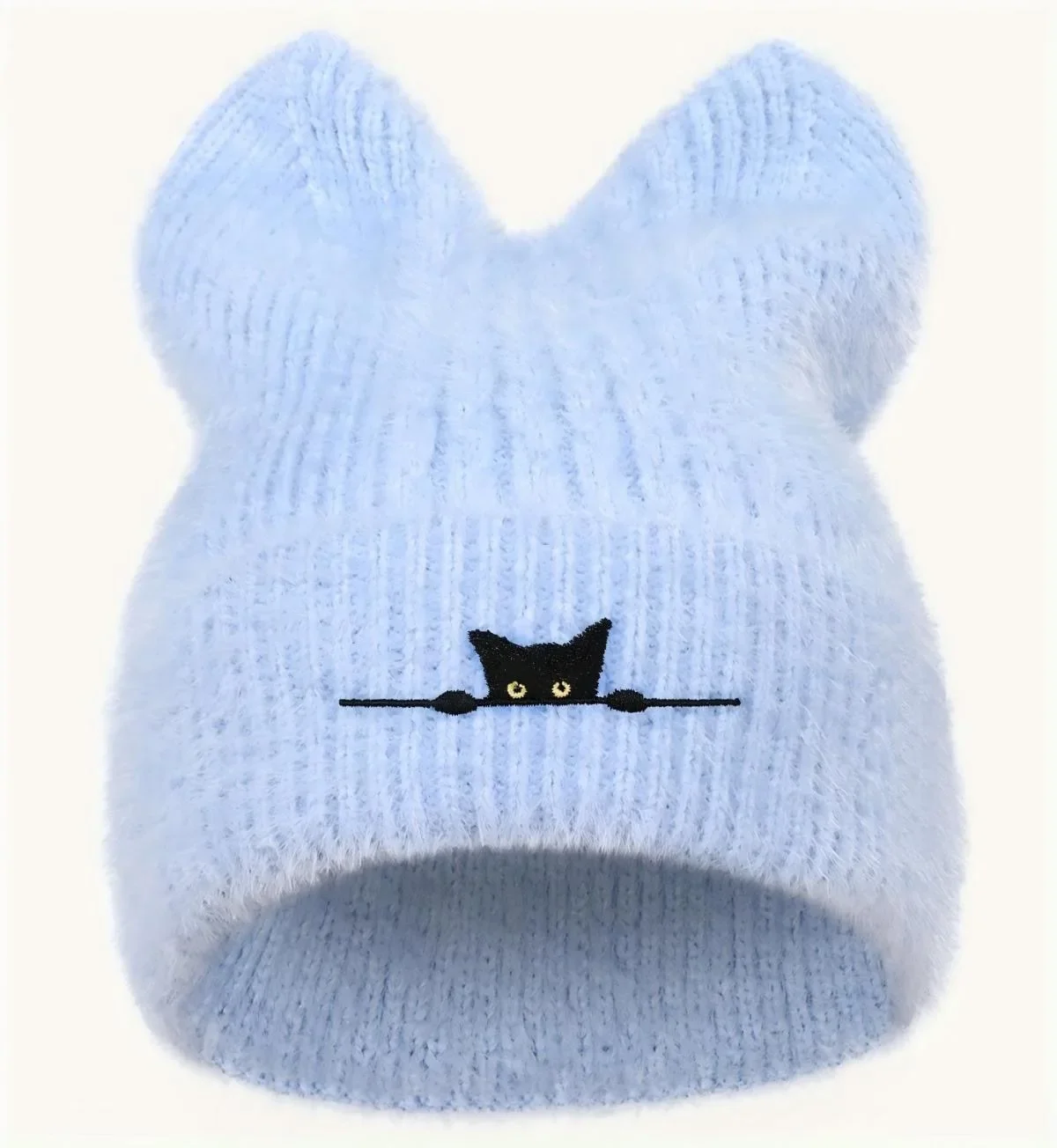 Gorro cálido de invierno con orejas de gato para mujer, gorro de punto de felpa de gran tamaño, lindos regalos Kawaii para niñas de cabeza grande
