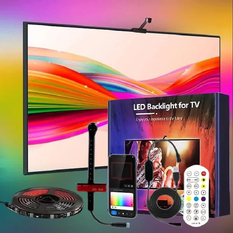 RGBIC TV LED قطاع أضواء App التحكم الموسيقى مزامنة ضوء القضبان 1080P كاميرا مزامنة الشاشة الخلفية قطاع USB المحيطة PC الخلفية