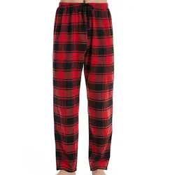 Fashionable casual plaid red plaid pajama pants new men's plaid pajamas soft and comfortable elastic waistband slacks