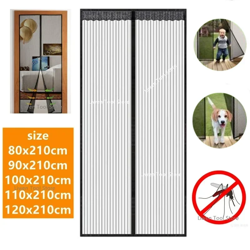Tool-free Reinforced Magnetic Screen Door Curtain Mosquito Net Anti Bug Fly Partition Curtain Mesh Automatic Closing Door Screen