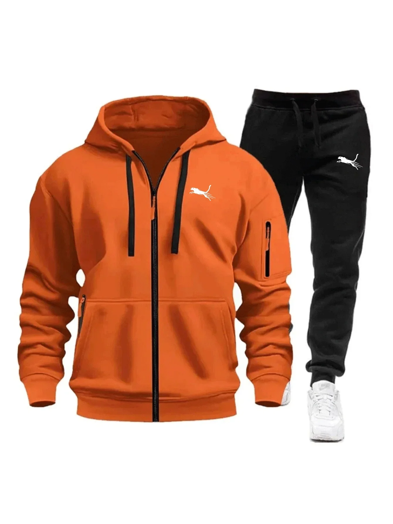 Men Casual Sweatshirt Suit Daily Zipper Hoodies High Quality 2026 Sports Tracksuit Jogging Streetwear Athletic Two Piece Outfit