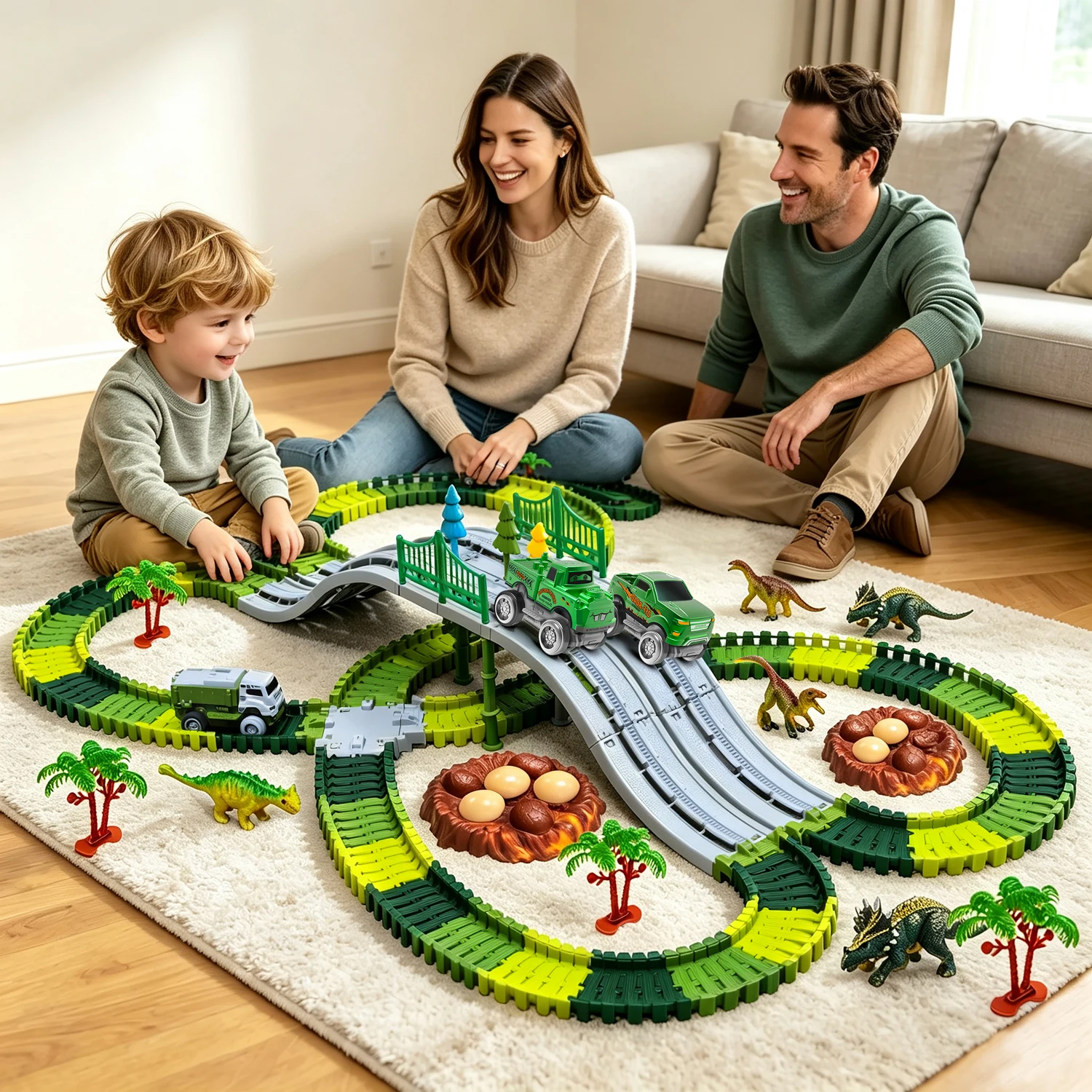273PCS Versatile Flexible Racing Track Parts, Straight Curve & Arch Bridge, Track Electric Vehicle for Creative Scene Assembly