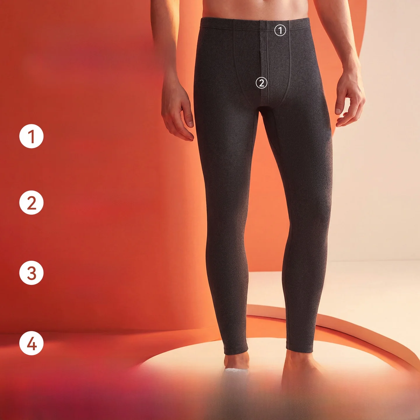 Men's Thermal Pants Winter Goose down Knee Pads Fleece Lined Base Layer Autumn Trousers High Elastic Slim Fit Double Layer