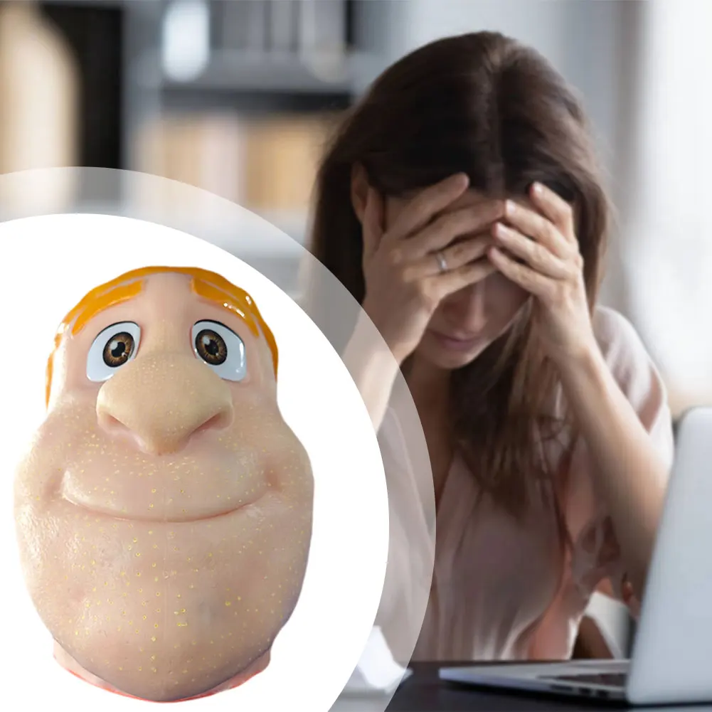 Sensory Toy For Calming ADHDs-Focus Reusable Big Head Model With Bursting Blackheads Anxiety Fidgets