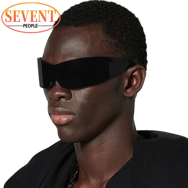 One-Piece Y2K Punk Sunglasses Women Men 2026 Luxury Brand Designer Rimless Shield Windproof Sun Glasses For Male Goggle Eyewear