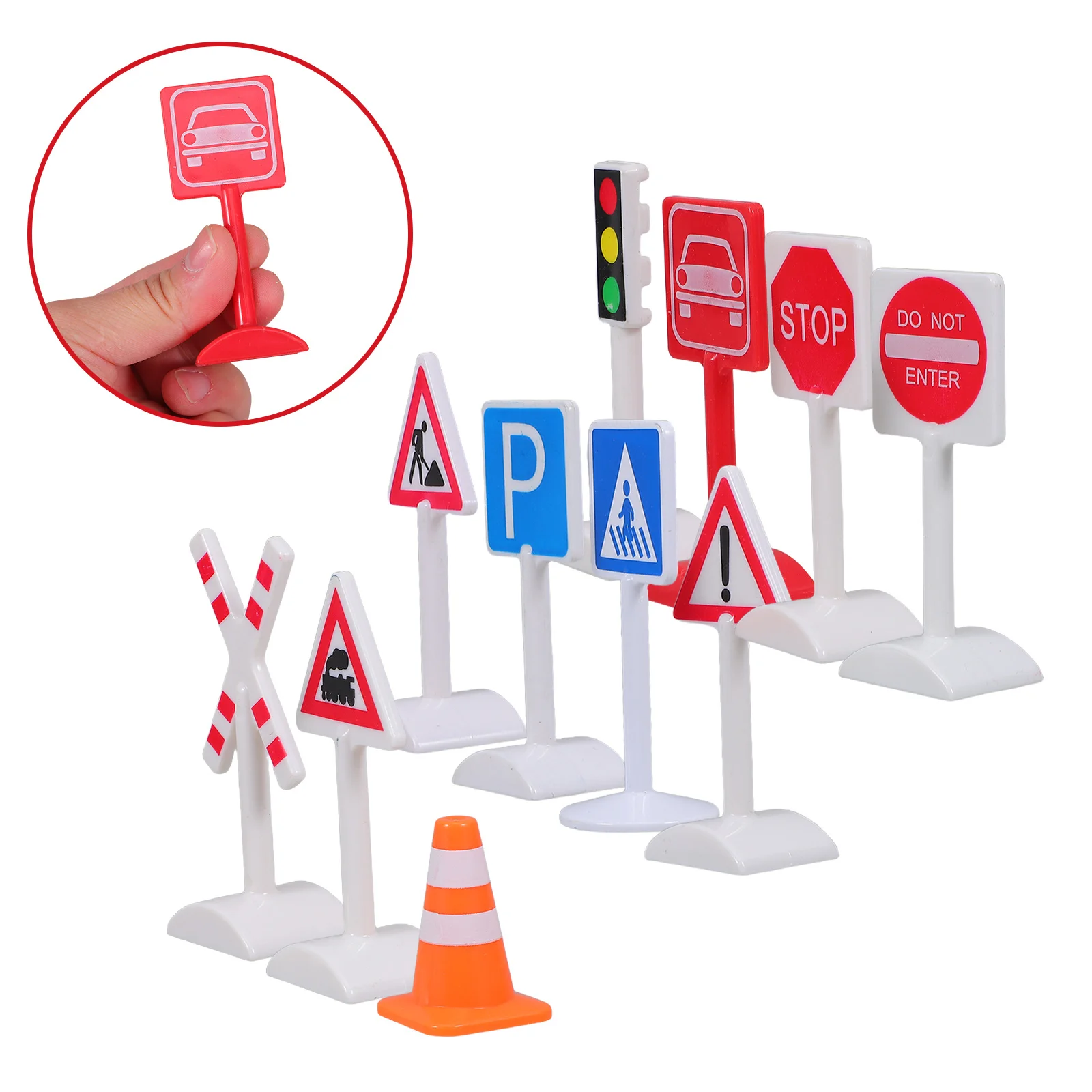 Kit de panneaux de signalisation routière miniatures, ensemble de fausses lumières brillantes pour jeu d'urbanisme pour enfants, éducation à la sécurité routière, divertissement