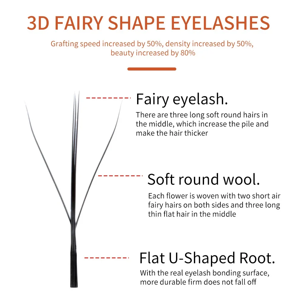 3D Fairy 0.05 Thick W Shape Eyelash Easy Fan 5D Lashes Extensions Volume C D Curl Natural Soft False Eyelashes Individual Lashes