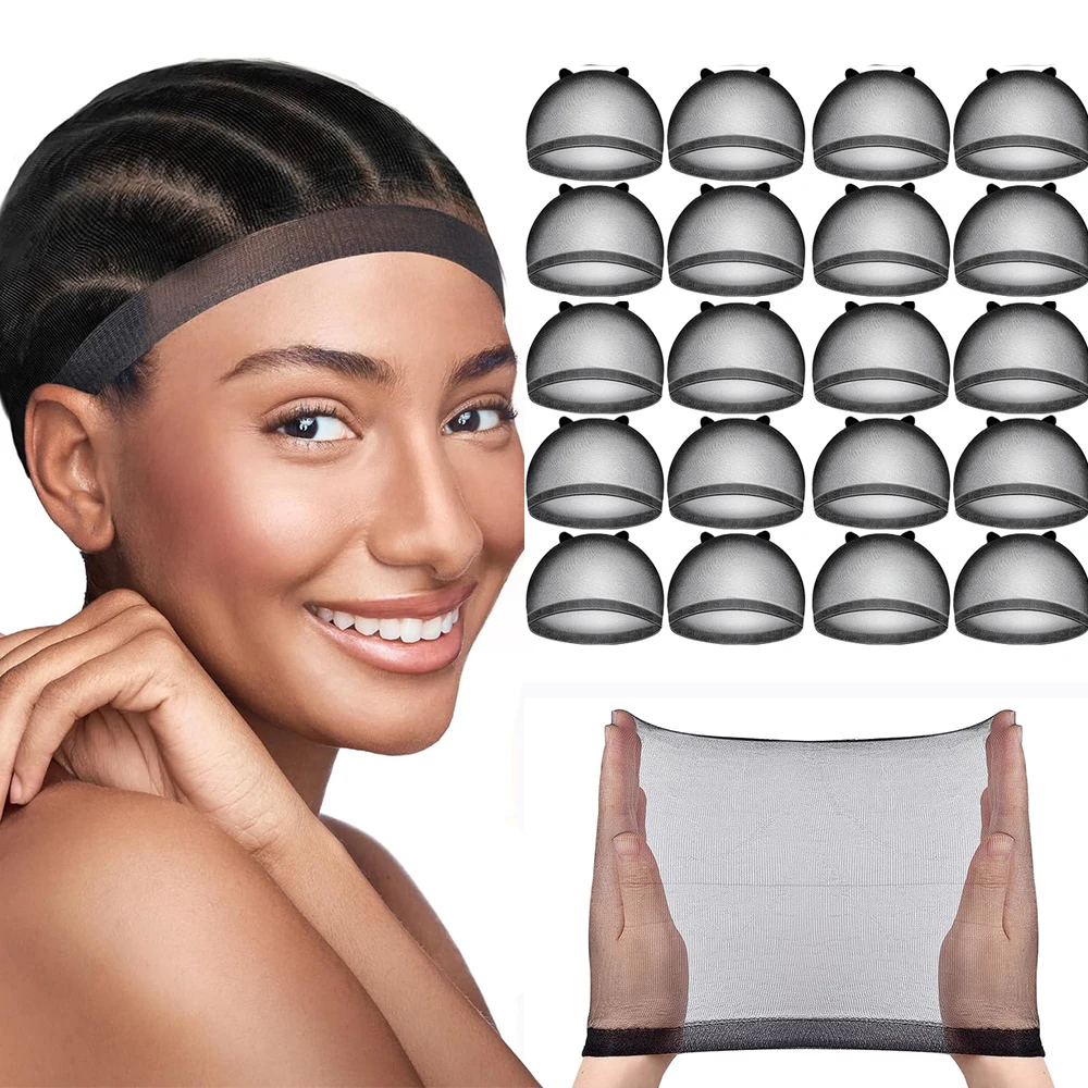 

4/20 шт. HD черные эластичные дышащие невидимые шапочки для париков, идеально подходят для профессионального использования, 2 шт./упаковка